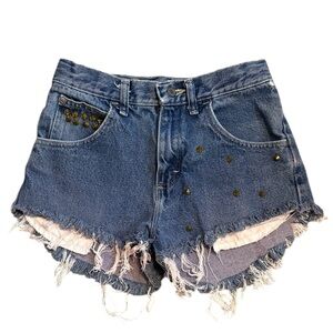 Wrangler Studded Frayed Denim Shorts Kids 14 / Adult XS Size 0/2